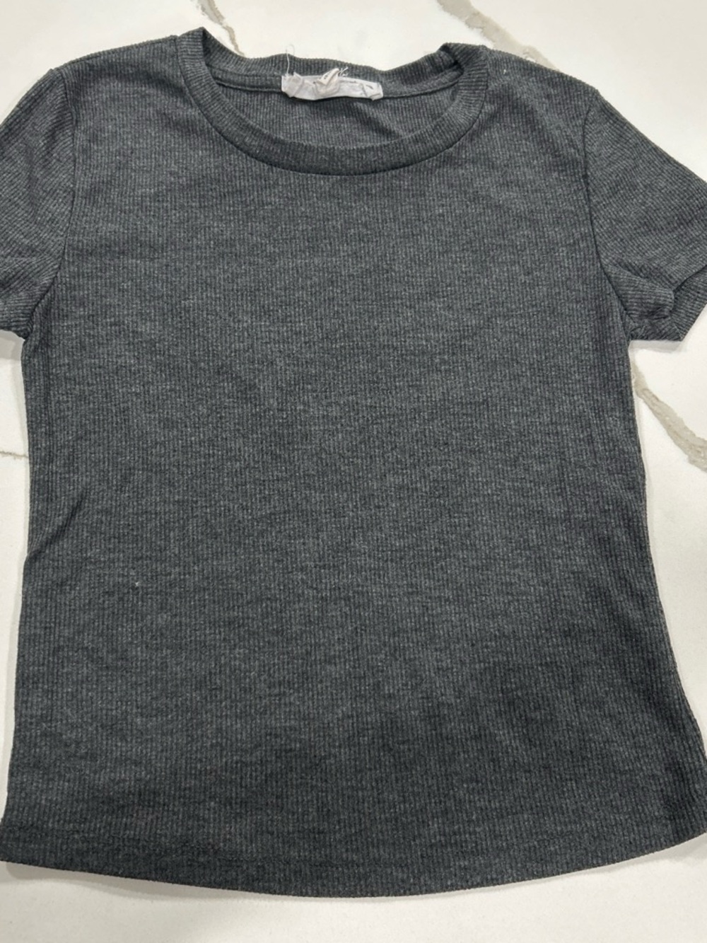 Hippie Rose Ribbed Crop Top in Charcoal Gray